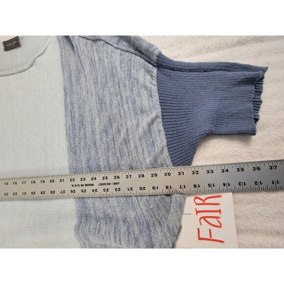 Wooden Ships Womens Light Blue Colorblock Boat Neck Knit Poncho Sweater M/L - Picture 7 of 9